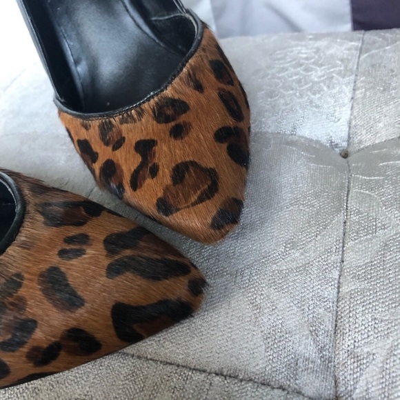 Le Chateau Black Leather Animal Print Pony Hair High Heel Size 6 - Picture 10 of 12